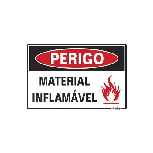 PLACA 20X30 PERIGO MATERIAL INFLAMAVEL