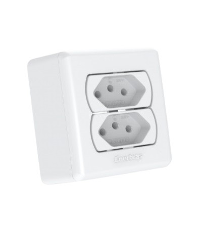 TOMADA C/CX 2P+T 10A DUP ENERBRAS