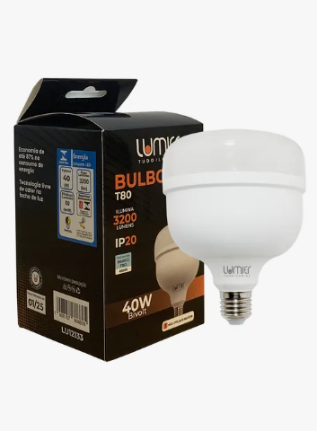 LAMP LED  40W 6.5K E27 T80 LUMIER