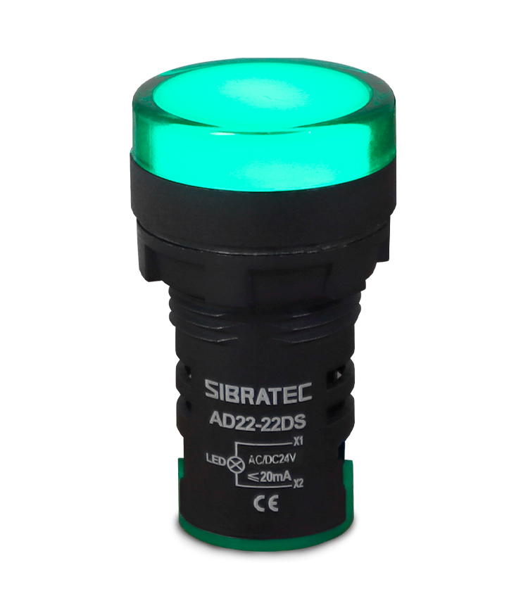 BOTOEIRA SINAL LED  24V VD 22MM SIBRATEC